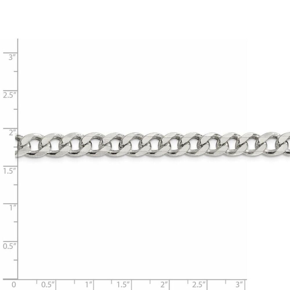 Men's 8mm, Sterling Silver Solid Pave Curb Chain Bracelet, 8 Inch - Picture 4 of 6
